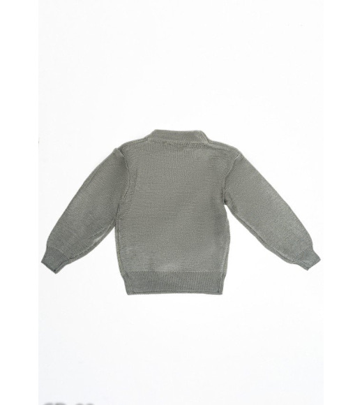 Серый вязаный свитер с принтом