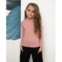 Розовая трикотажная фактурная водолазка