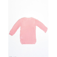 Рожевий в`язаний светр з білими мереживними нашивками