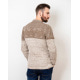 Бежевый шерстяной свитер комбинированной вязки
