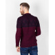 Бордовый шерстяной свитер комбинированной вязки