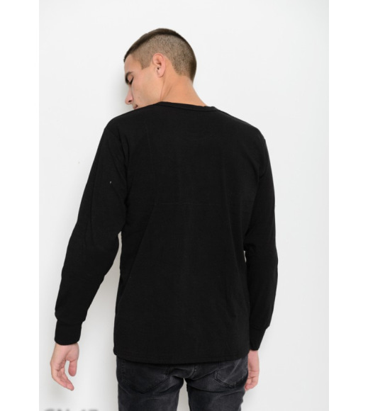 Чорний однотонний трикотажний светр з манжетами на рукавах