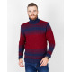 Бордово-синій трикотажний светр з високим горлом