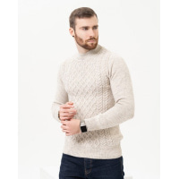 Бежевый шерстяной свитер с объемными узорами