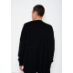 Черный комфортный ангоровый однотонный свитер с V-образной манжеткой на горловине