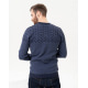 Синий вязаный свитер с объемным декором