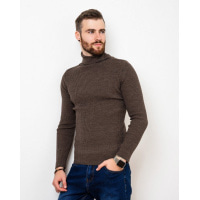 Коричневый шерстяной свитер с высоким горлом