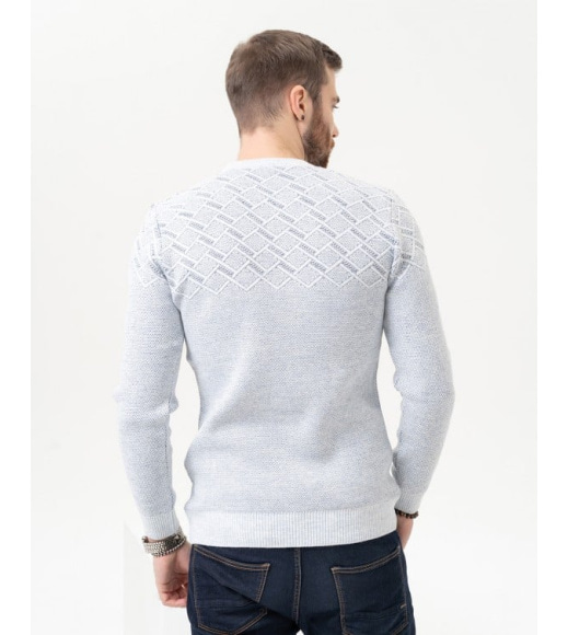 Блакитний трикотажний светр з геометричним візерунком