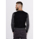 Тонкий класичний чорний светр з вставкою у вигляді планки на гудзиках
