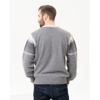 Серый шерстяной свитер со вставками