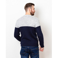Сіро-синій вовняний трикотажний светр