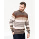 Коричневий вовняний смугастий пуловер