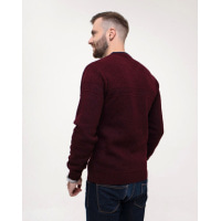 Бордовый шерстяной свитер фактурной вязки