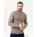Коричневый шерстяной свитер с объемными узорами