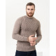 Коричневый шерстяной свитер с объемными узорами