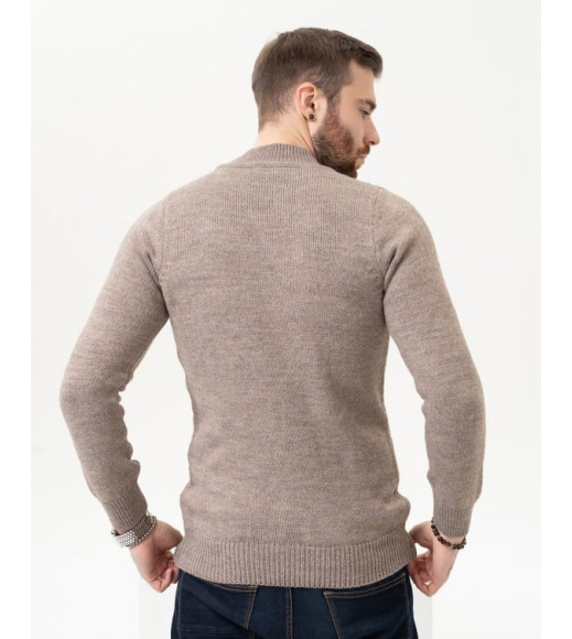 Коричневий вовняний светр із об'ємними візерунками