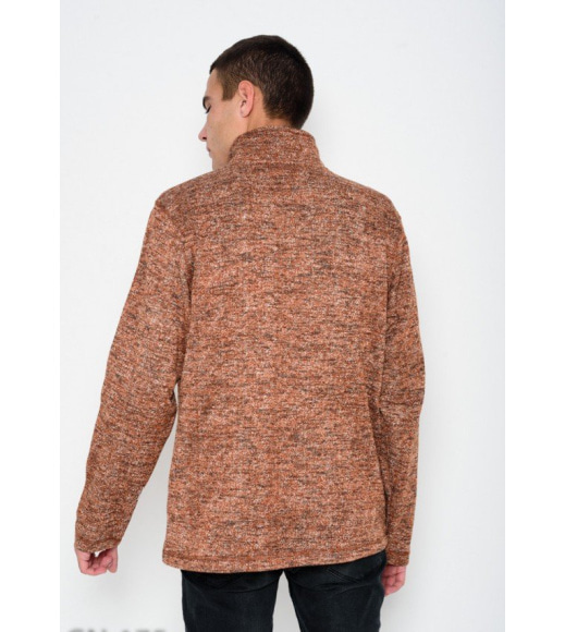 Коричневий меланжевий светр з блискавкою на горловині