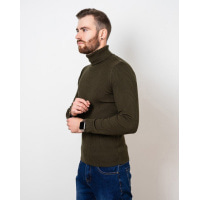 Вовняний светр кольору хакі з високим горлом
