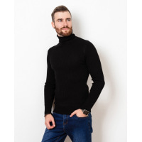 Чорний вовняний светр із високим горлом