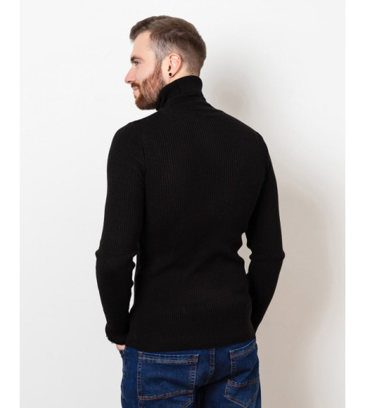 Чорний вовняний светр із високим горлом