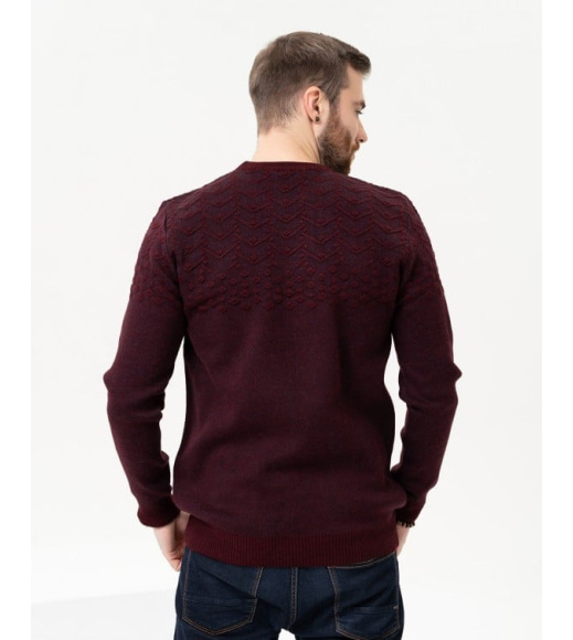 Бордовый вязаный свитер с объемным декором