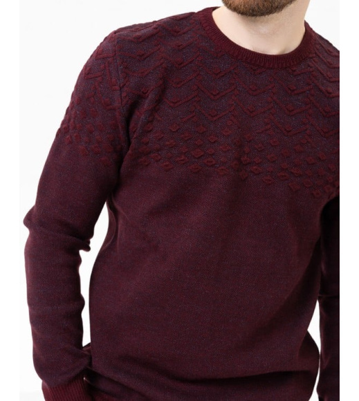 Бордовий трикотажний светр з об'ємним декором