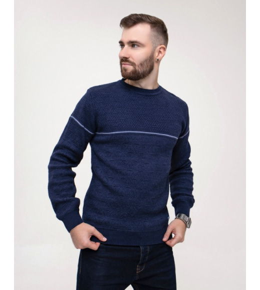 Синій трикотажний светр з вовни