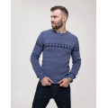 Блакитний трикотажний светр з геометрією