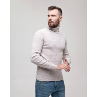 Светло-серый шерстяной свитер с высоким горлом