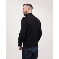 Чорний вовняний светр з коміром на блискавці