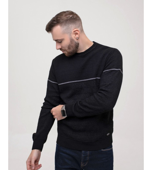 Чорний трикотажний светр з вовни