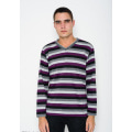 Сіро-фіолетовий ангоровий светр в смужку з V-подібною манжеткою на горловині