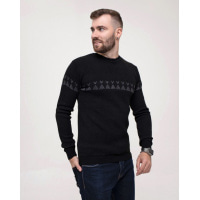 Чорний трикотажний светр з геометрією