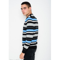 Полосатый шерстяной комфортный свитер на манжетах
