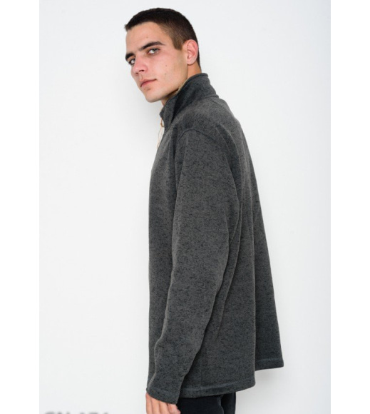 Темно-сірий теплий светр з блискавкою на горловині
