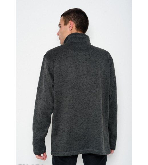 Темно-серый теплый свитер с молнией на горловине