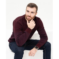 Бордовий бавовняний светр із геометричним візерунком