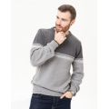 Сірий вовняний светр із контрастним низом
