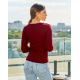 Бордовий трикотажний светр з декольте