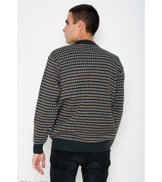 Картатий теплий светр з еластичними манжетами