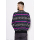 Черный вязаный свитер с ярким орнаментом