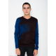 Тонкий чорно-синій светр з фактурним декором