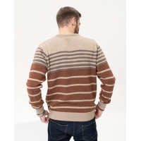 Бежевий вовняний пуловер зі смужками