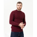 Бордовый шерстяной свитер с объемными узорами