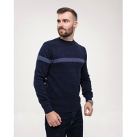 Синій трикотажний светр з смужкою
