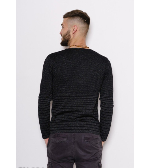 Черный полосатый свитер с люрексом