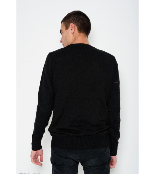 Чорний однотонний в`язаний шерстяний светр