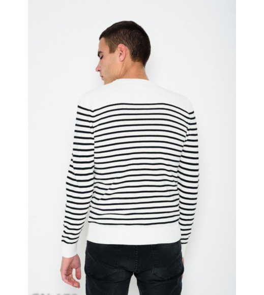 Чорно-білий светр з фактурним і смугастим декором