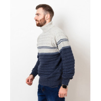 Сіро-синій вовняний светр із високим горлом