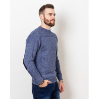 Синий меланжевый свитер с нашивками